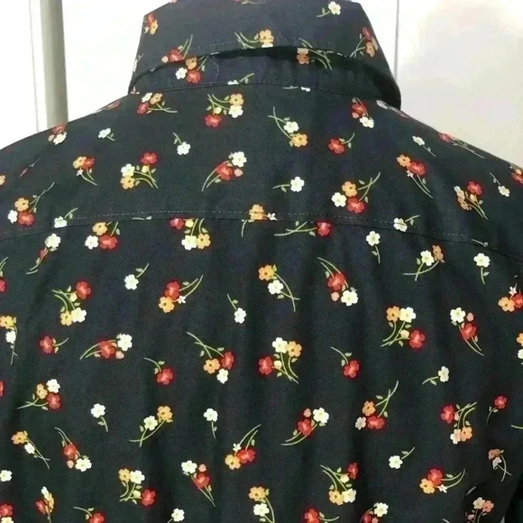 Lands’ End Women Long Sleeve Dark Blue Floral Supima Cotton Button Up Shirt Sz 8 - Picture 7 of 12